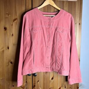 J.Jill Linen Cotton Bomber Jacket Women's XL Red‎ Western Lagenlook